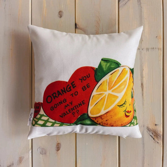 Orange You my Vintage Valentines Throw Pillow