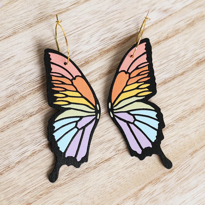 Pastel Rainbow Butterfly Hoops by LE CHIC MIAMI