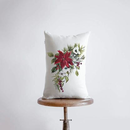 Peace Christmas Poinsettia Throw Pillow