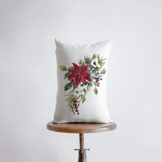 Peace Christmas Poinsettia Throw Pillow