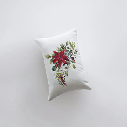 Peace Christmas Poinsettia Throw Pillow