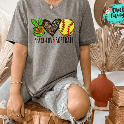 Peace Love Softball Leopard T-shirt