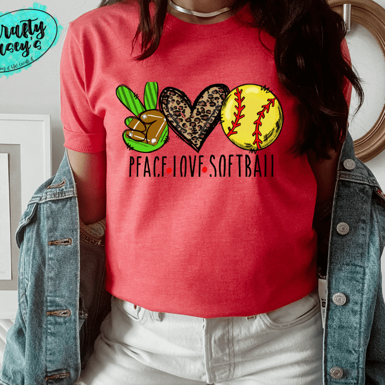 Peace Love Softball Leopard T-shirt