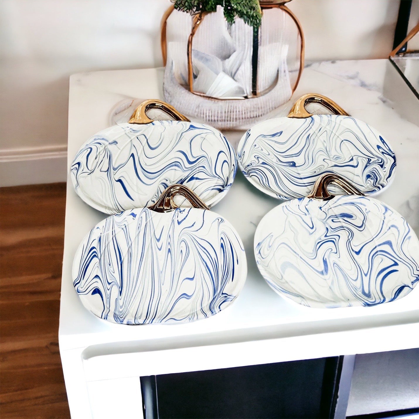 Marbled Blue Pumpkin Plate