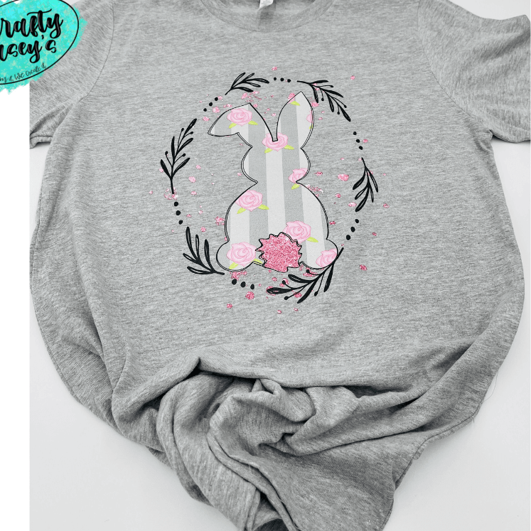 Pink Grey Wreath Bunny Easter T-shirt