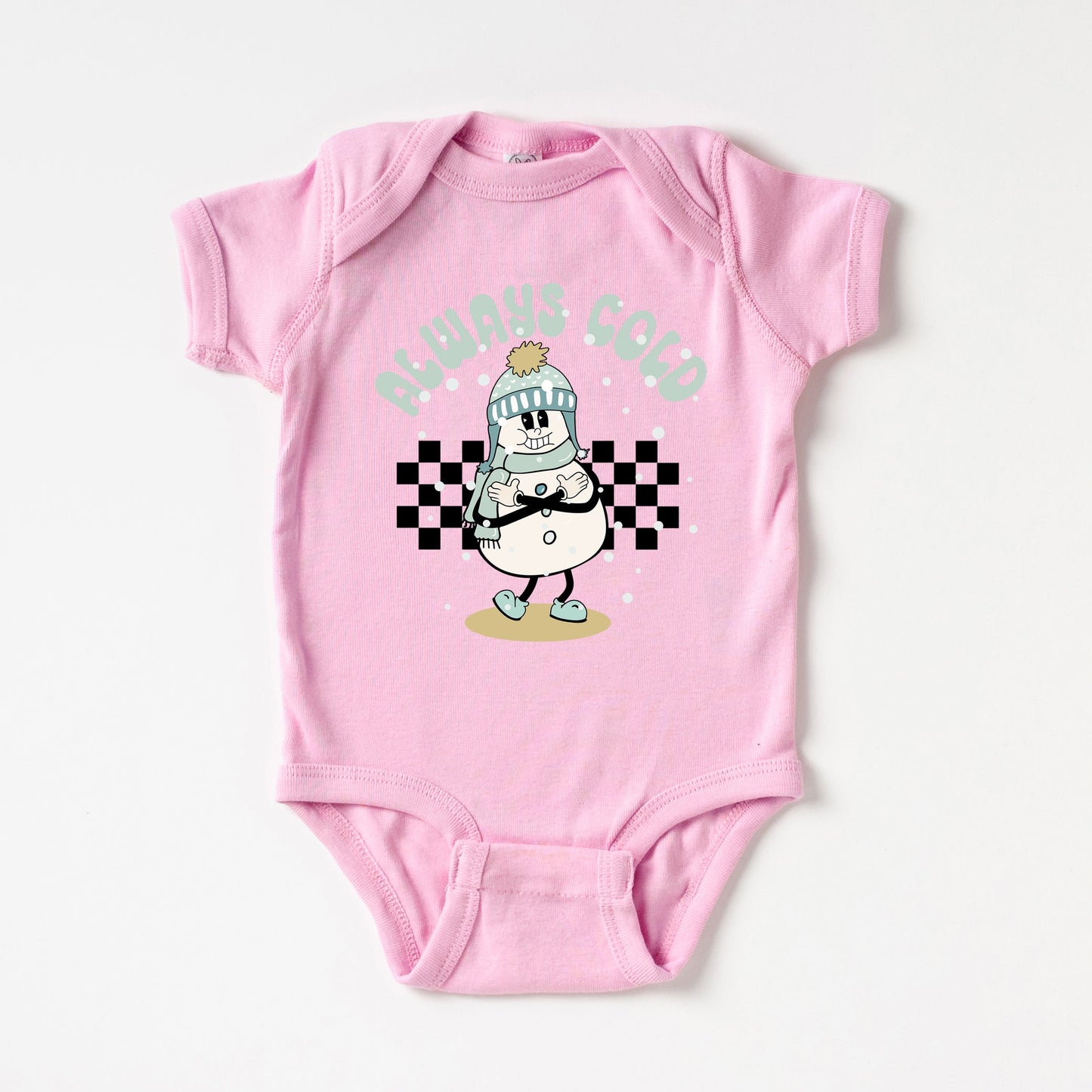 Always Cold Snowman | Baby Graphic Short Sleeve Onesie by The Juniper Shop