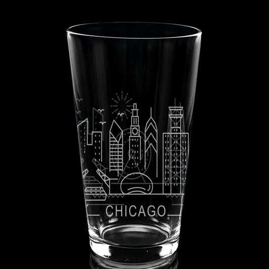 Chicago, IL Skyline Pint Glass