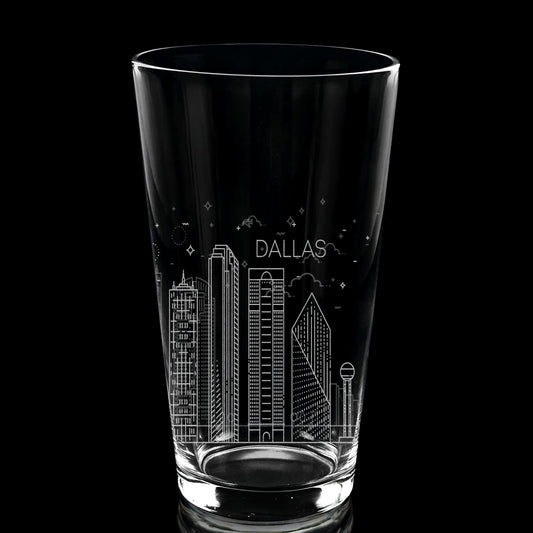 Dallas, TX Skyline Pint Glass