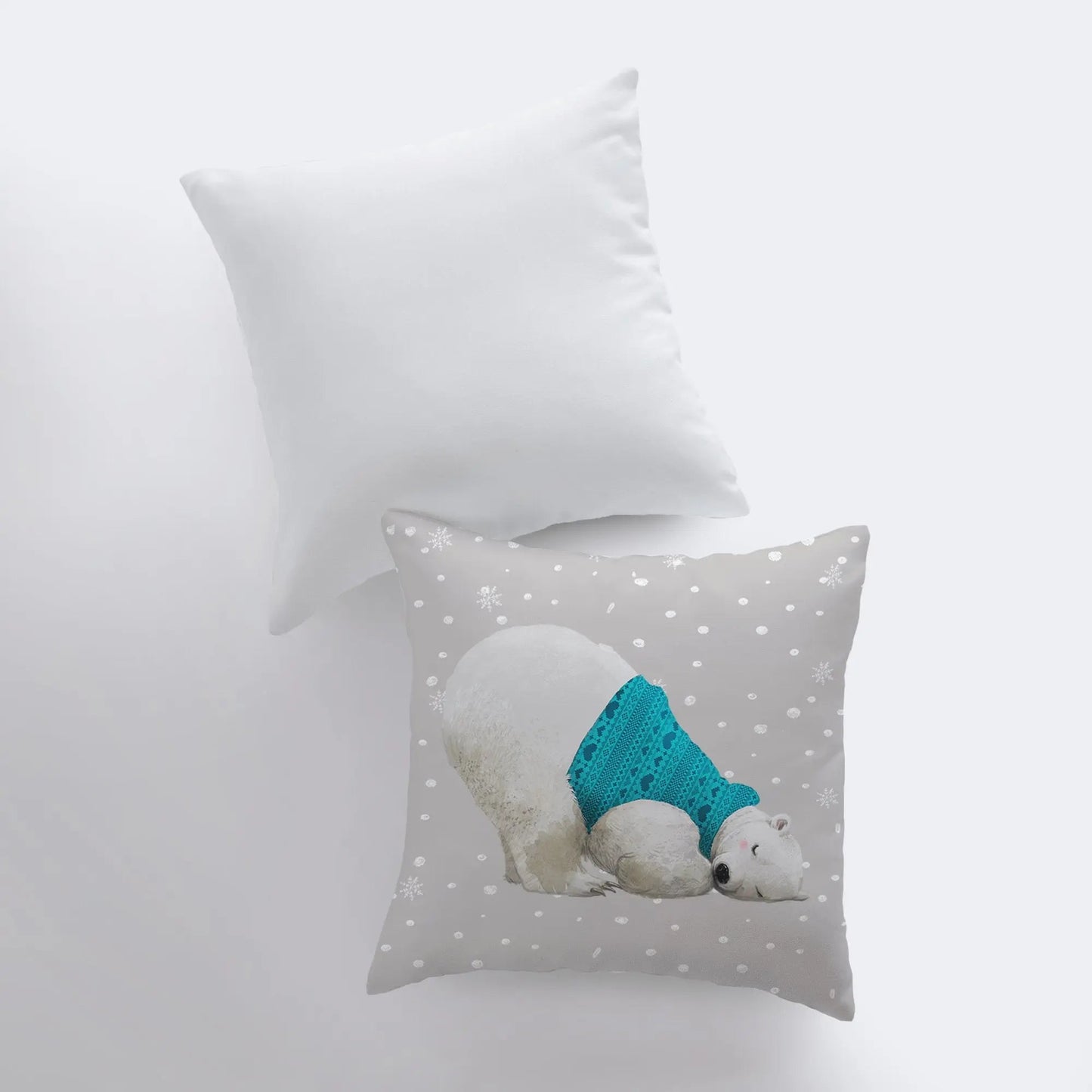 Polar Bear Blue Sweater Throw Pillow