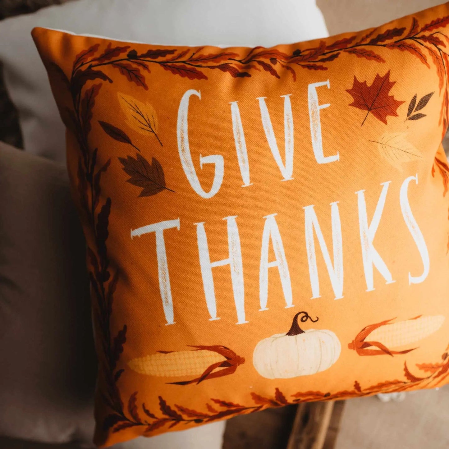 Primitive Give Thanks Throw Pillow