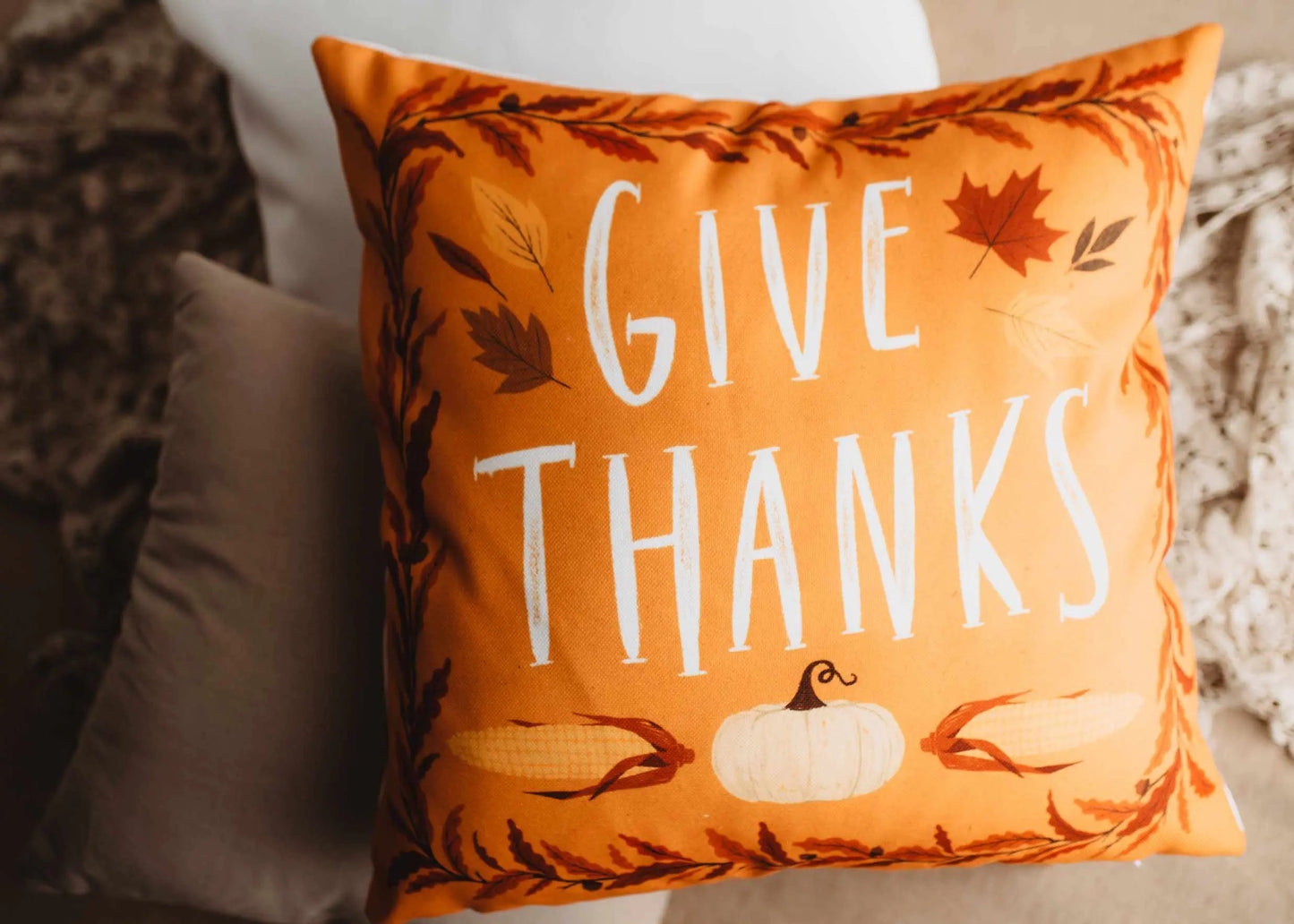 Primitive Give Thanks Throw Pillow