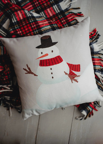 Primitive Snowman Throw Pillow