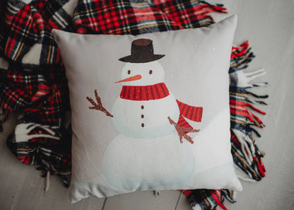 Primitive Snowman Throw Pillow