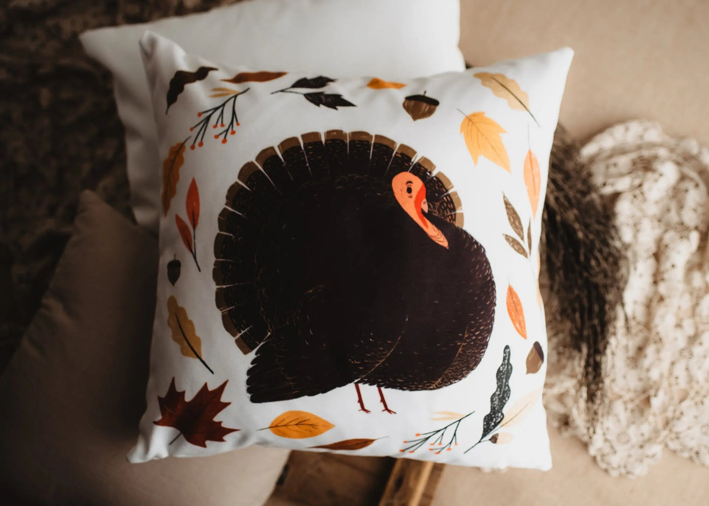 Primitive Turkey Throw Pillow