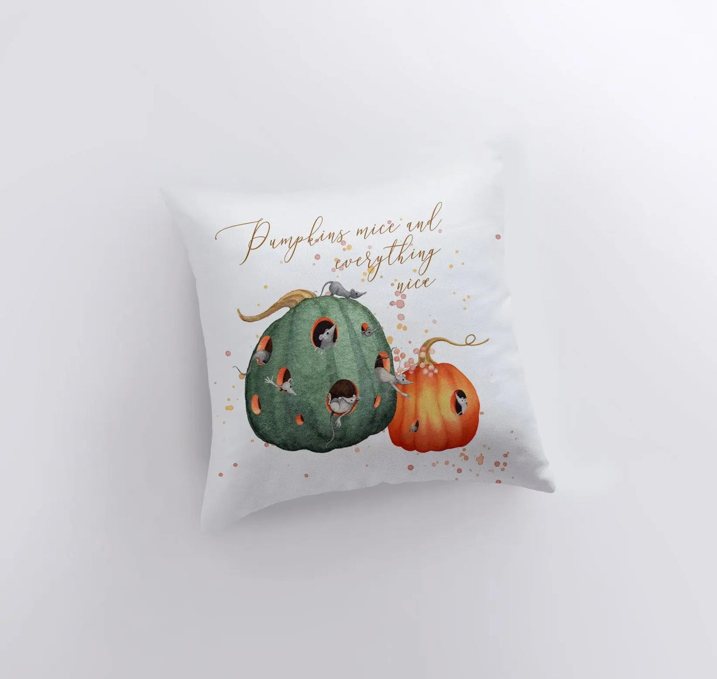 Pumpkins Mice Throw Pillow