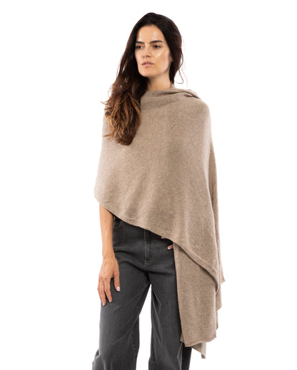 Womens's Pure Cashmere Maxi Wrap Taupe by Monticelli Cashmere