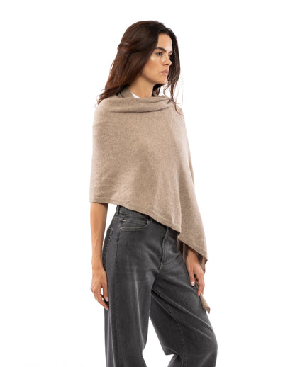 Womens's Pure Cashmere Maxi Wrap Taupe by Monticelli Cashmere