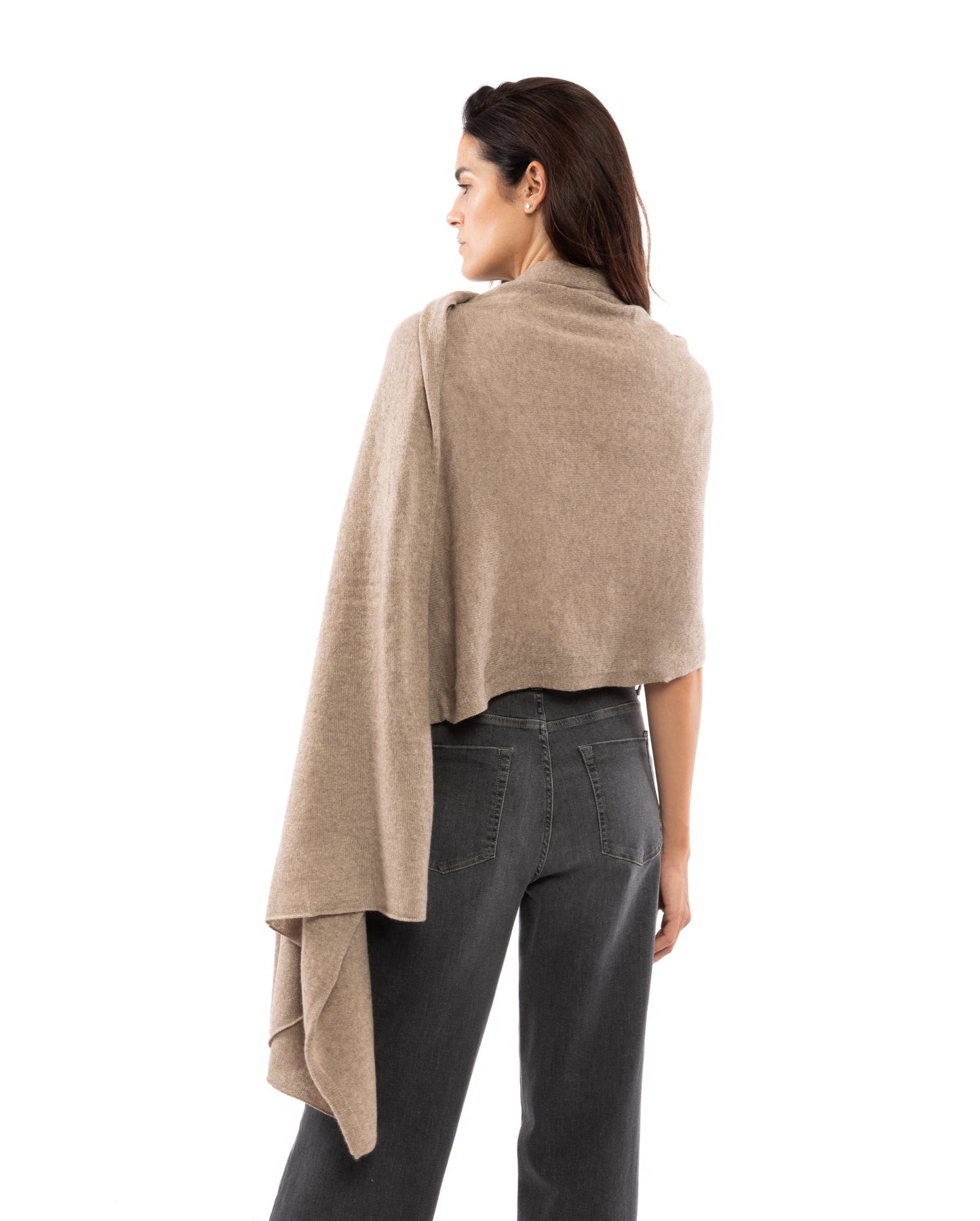 Womens's Pure Cashmere Maxi Wrap Taupe by Monticelli Cashmere