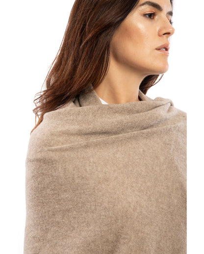 Womens's Pure Cashmere Maxi Wrap Taupe by Monticelli Cashmere