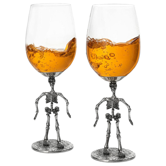 Stemmed Skeleton Wine Glass 12oz Set of 2