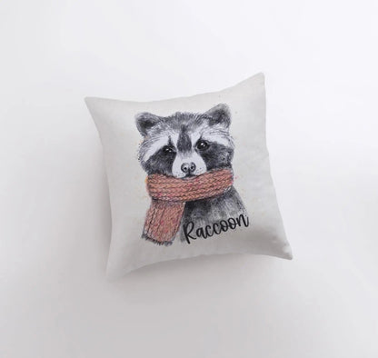 Raccoon Hipster Throw Pillow