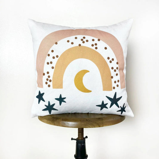 Rainbow with Stars Throw Pillow