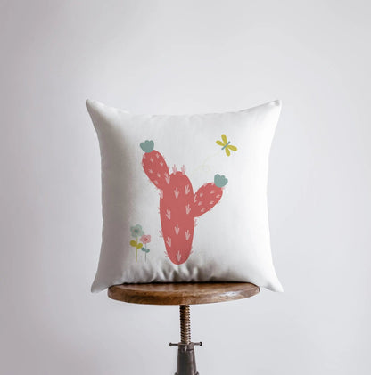 Red Cactus Throw Pillow