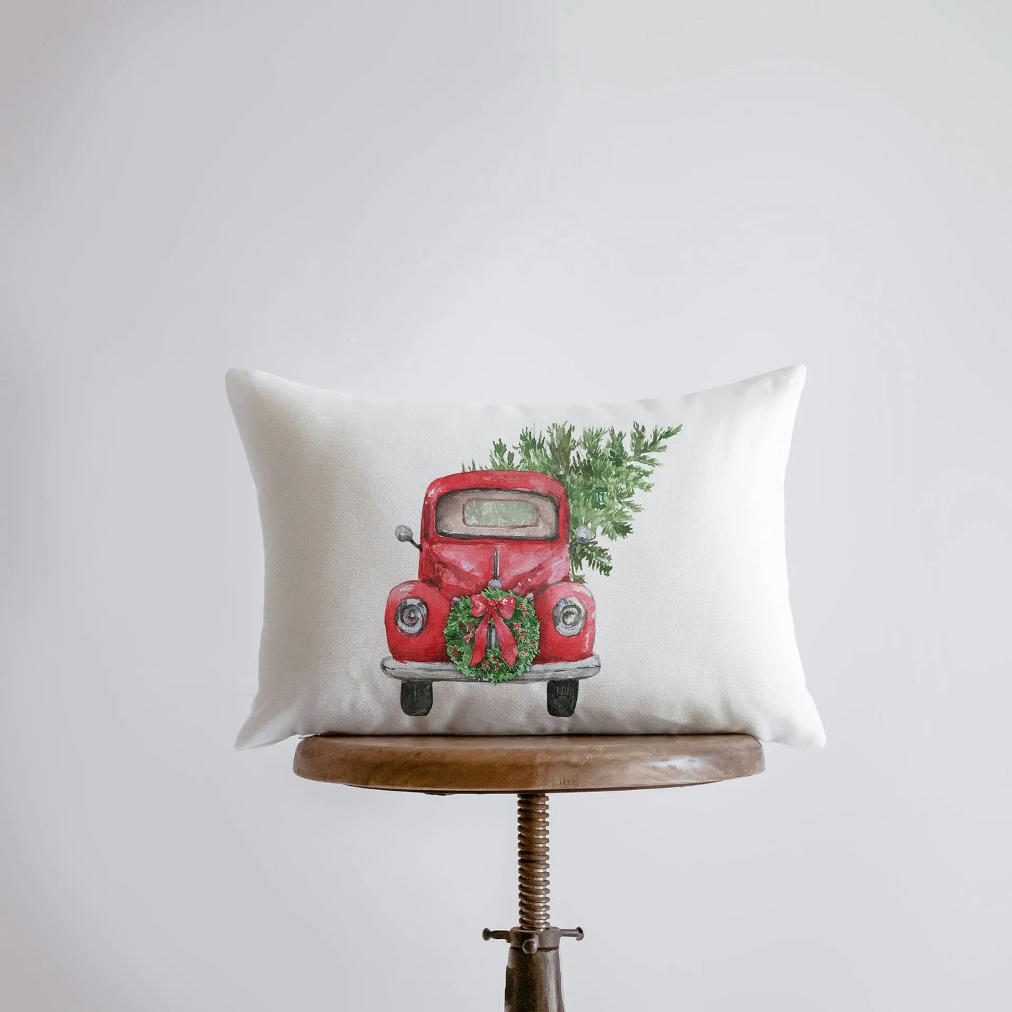 Red Christmas Truck Throw Pillow