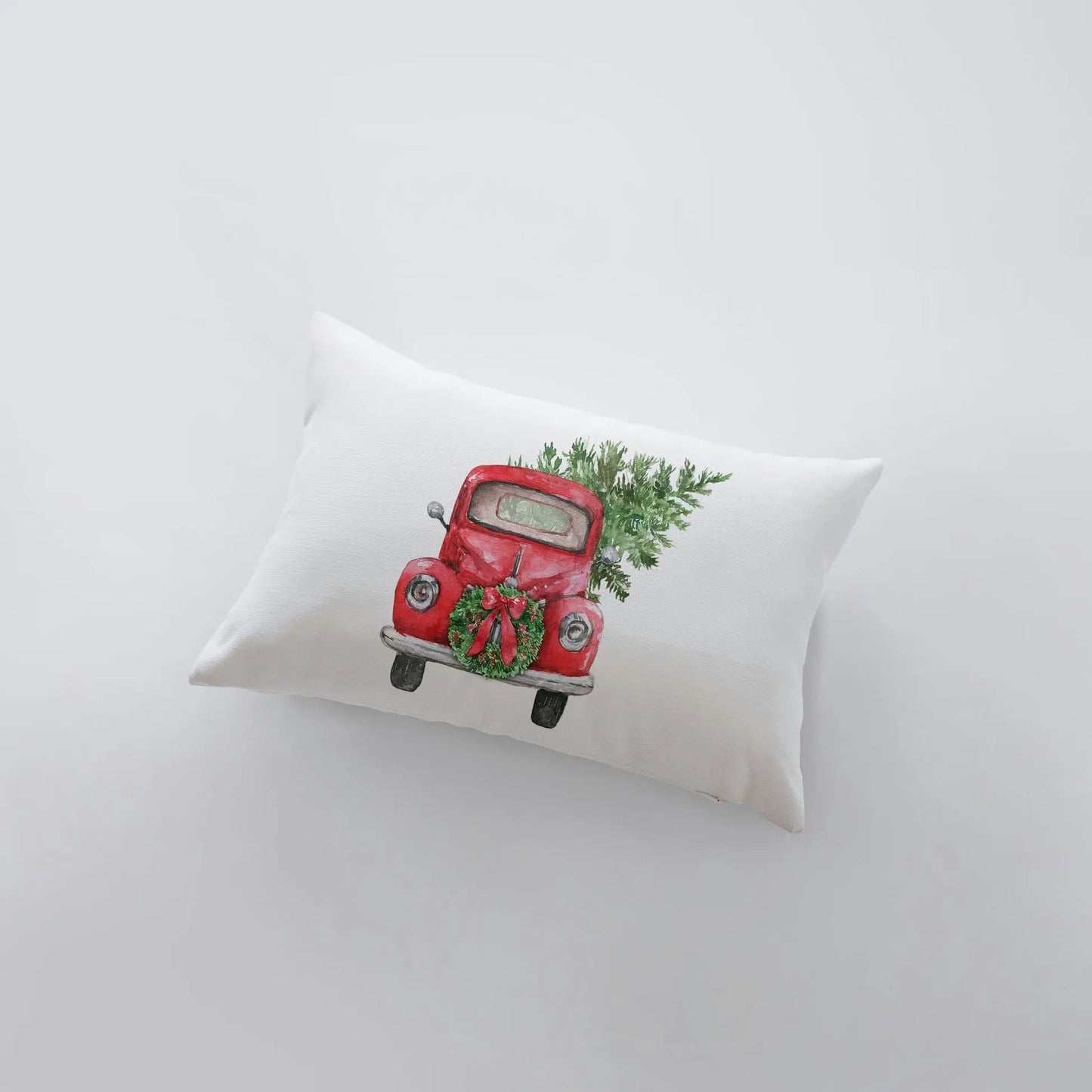 Red Christmas Truck Throw Pillow