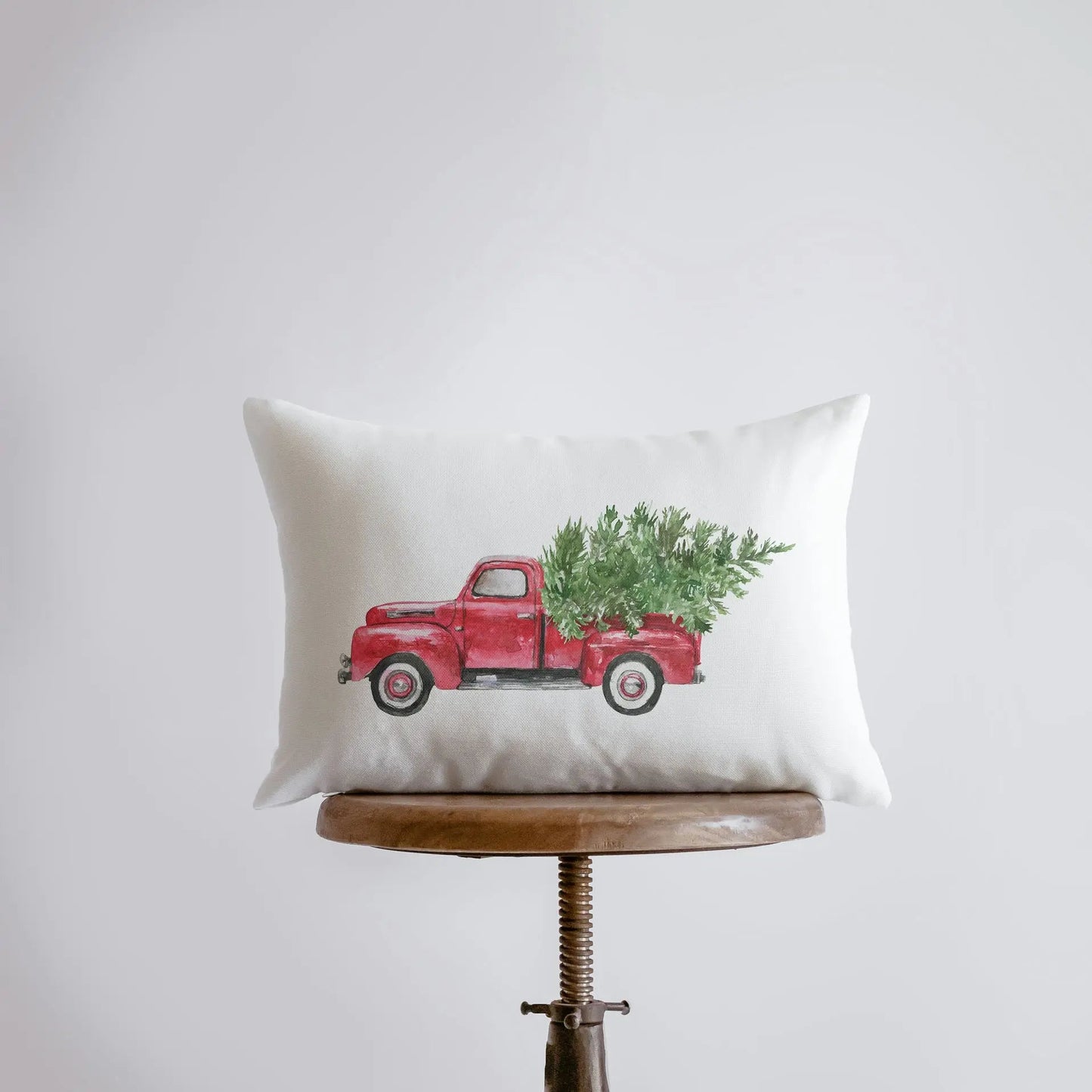 Red Christmas Truck Throw Pillow