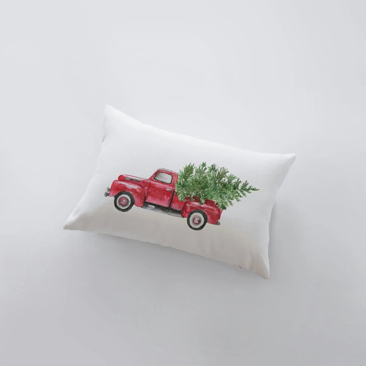 Red Christmas Truck Throw Pillow