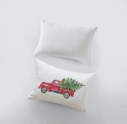 Red Christmas Truck Throw Pillow