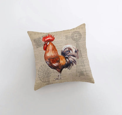 Red Rooster Throw Pillow