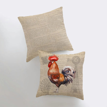 Red Rooster Throw Pillow