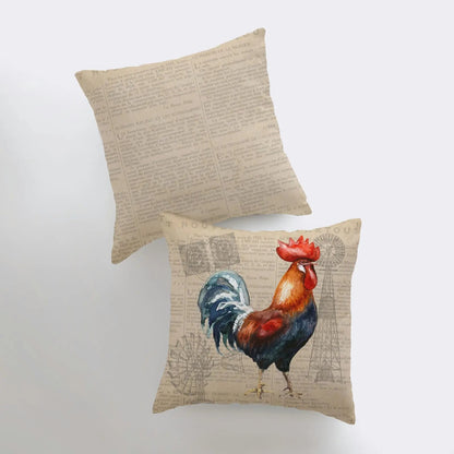 Red Rooster Throw Pillow