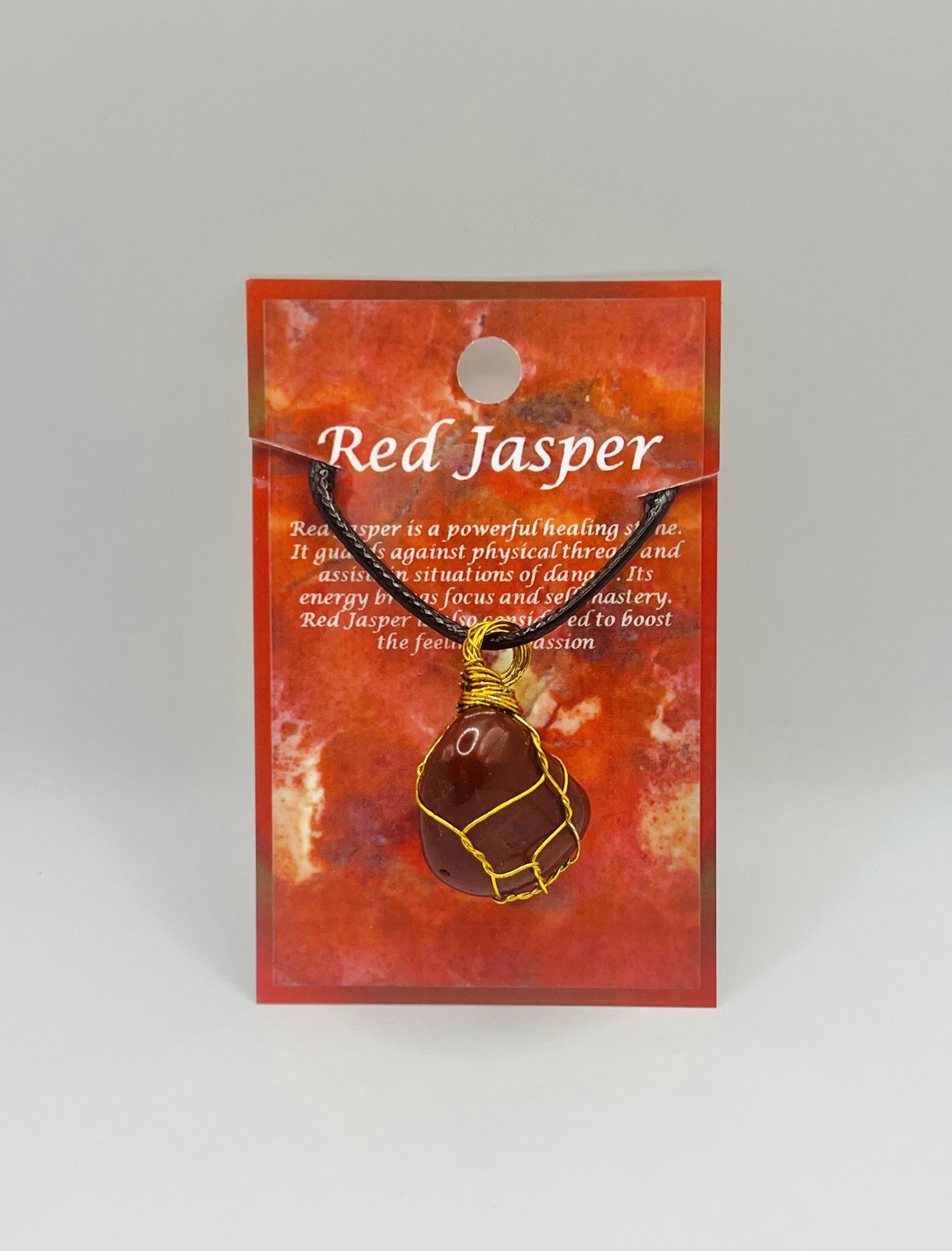 Red Jasper Golden Wire Wrapped Necklace by Peacefful Intentions