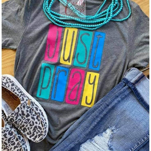 Retro Colorful Just Pray T-shirts