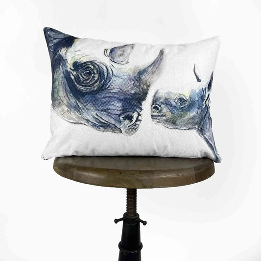 Rhinoceros Watercolor Throw Pillow