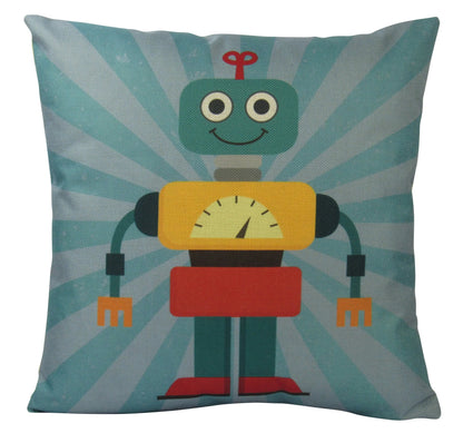 Robot Blue Throw Pillow