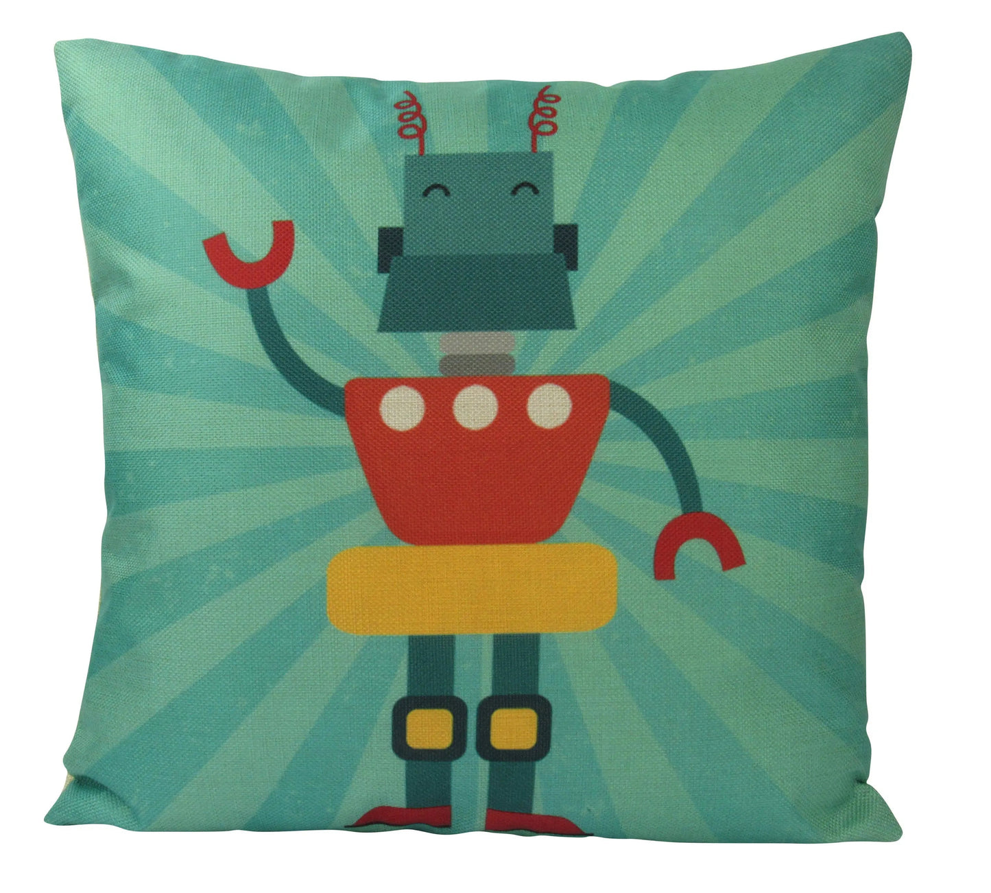 Robot Teal Throw Pillow