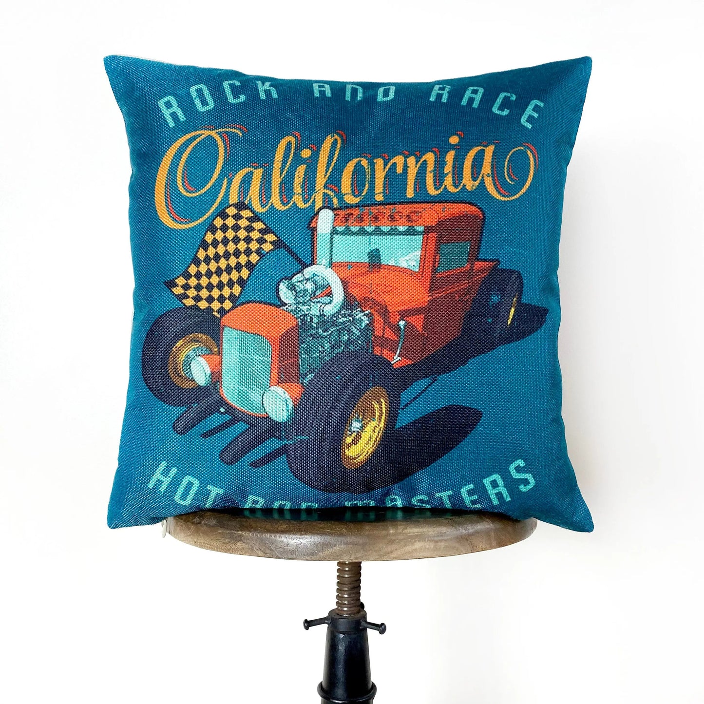 Rock and Race Hot Rod Throw Pillow