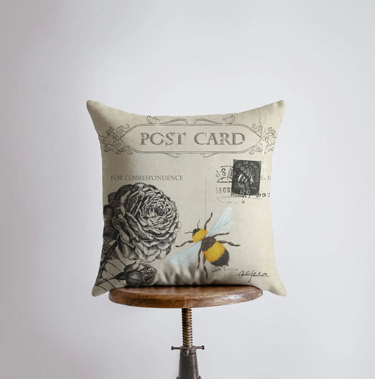 Rose Bee Throw Pillow