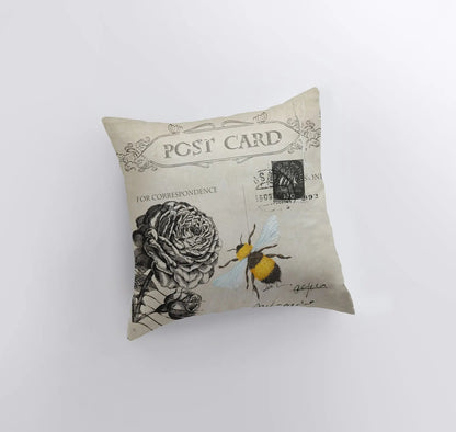 Rose Bee Throw Pillow