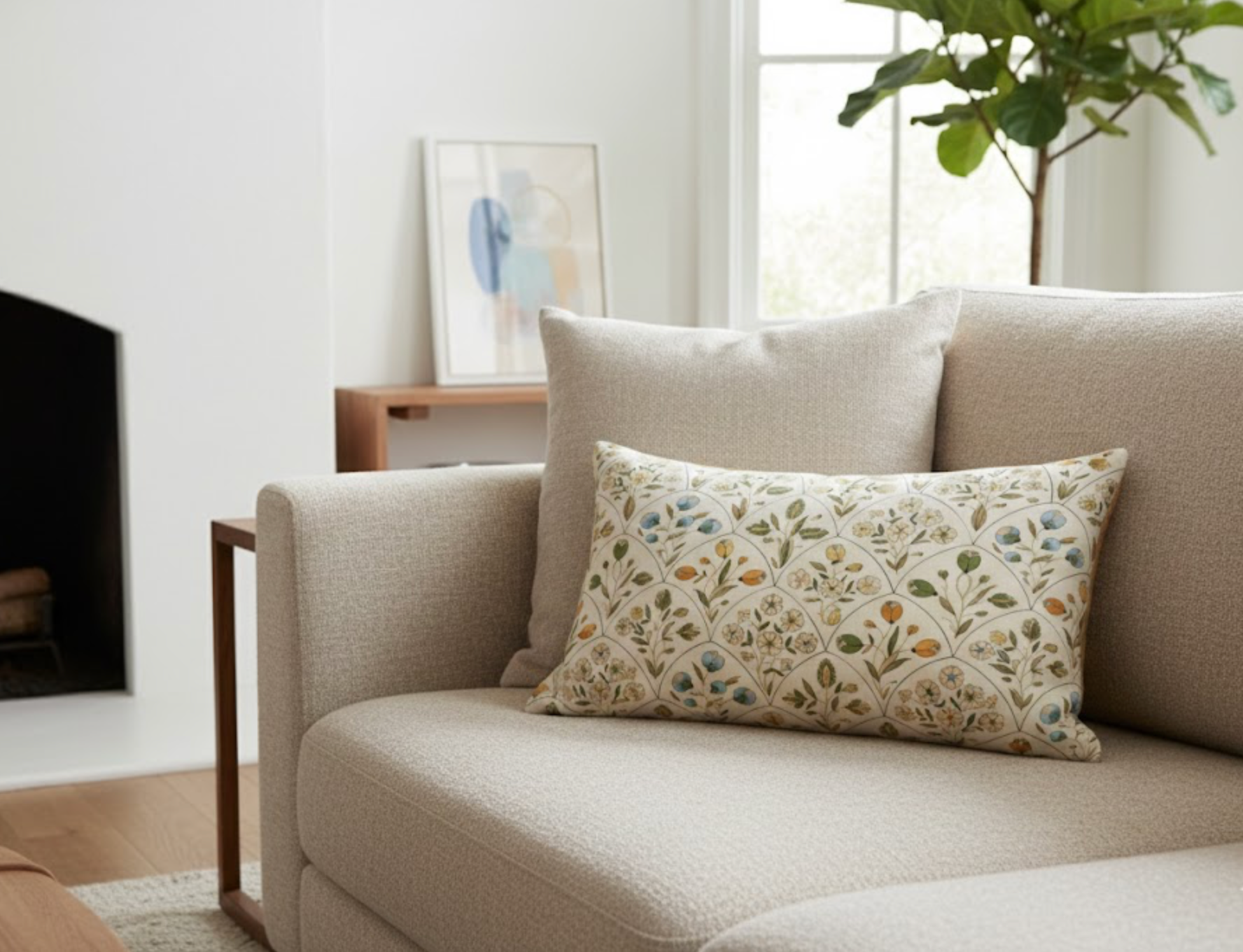 Frances Pillow Cover in Natural, Schumacher Textiles