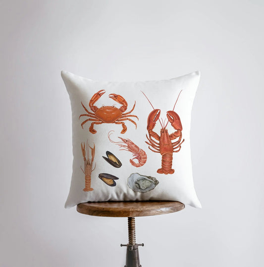 Sea Crustaceans Throw Pillow