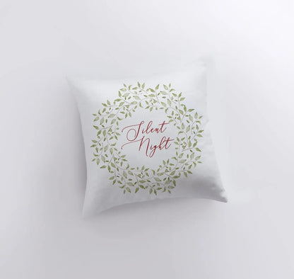 Silent Night Leaf Wreath Throw Pillow