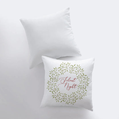 Silent Night Leaf Wreath Throw Pillow