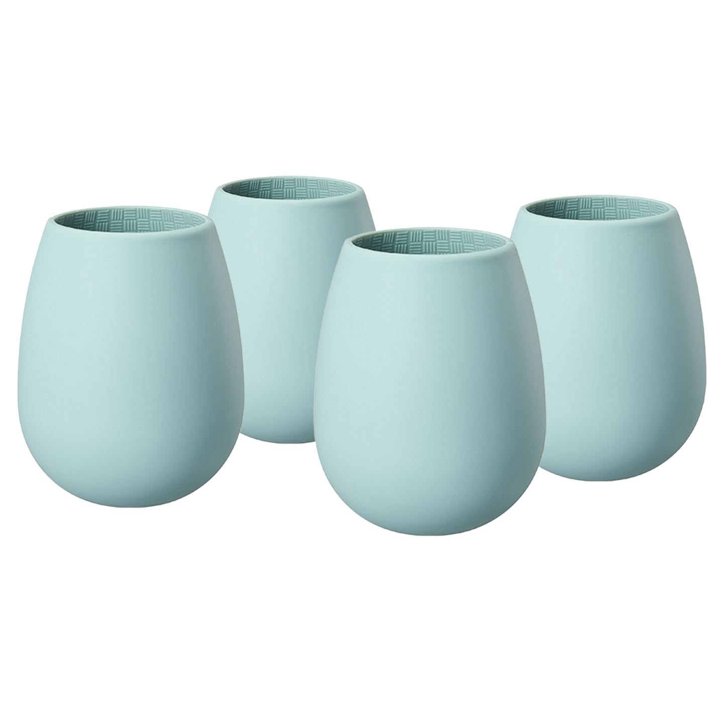 Light Blue Silicone Stemless Wine Glasses Set of 4