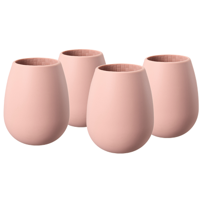 Pink Silicone Stemless Wine Glasses Set of 4