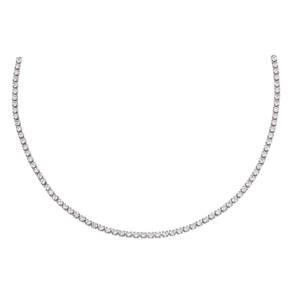 Silver Thin Tennis Choker - Adina's Jewels